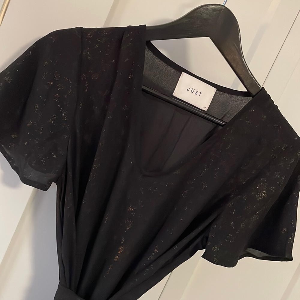 JUST black with gold leopard print maxi dress, size xs